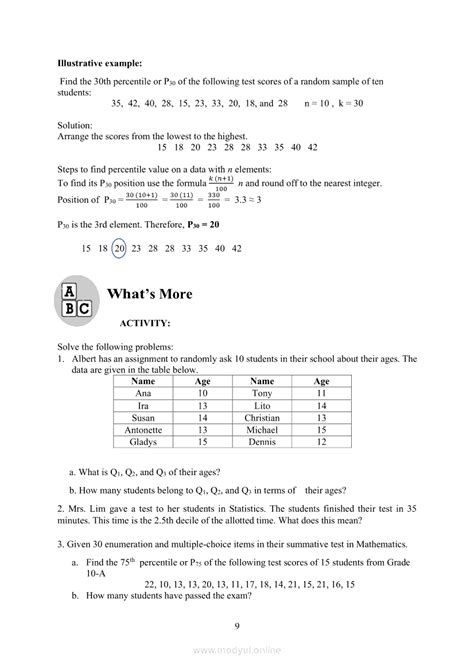 measure of position for ungrouped data|Grade 10 Mathematics Module: Measures of Position of Ungrouped Data.